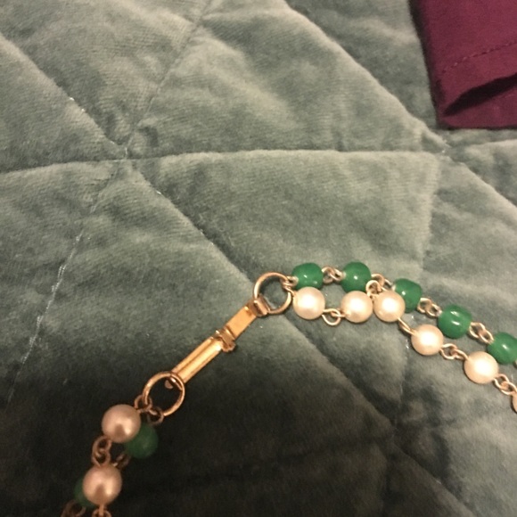 Antique faux flapper tassel necklaces green pearl - Picture 4 of 5